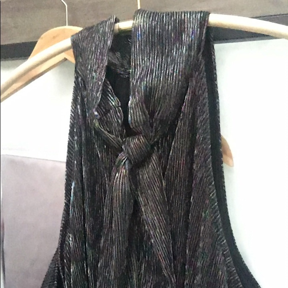 New Women’s Nine West High Halter Turtle Neck Metallic Tank Shirt - Picture 8 of 12